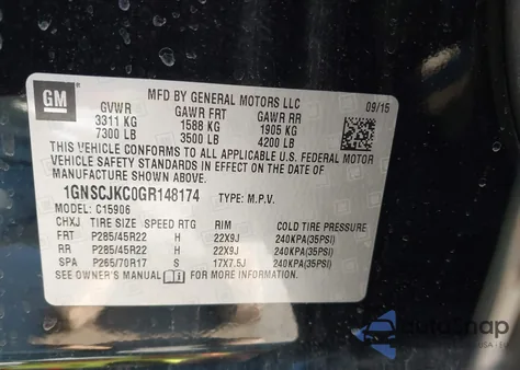 2016 Chevrolet Suburban Ltz z USA, uszkodzony, nr VIN 1GNSCJKC0GR148174